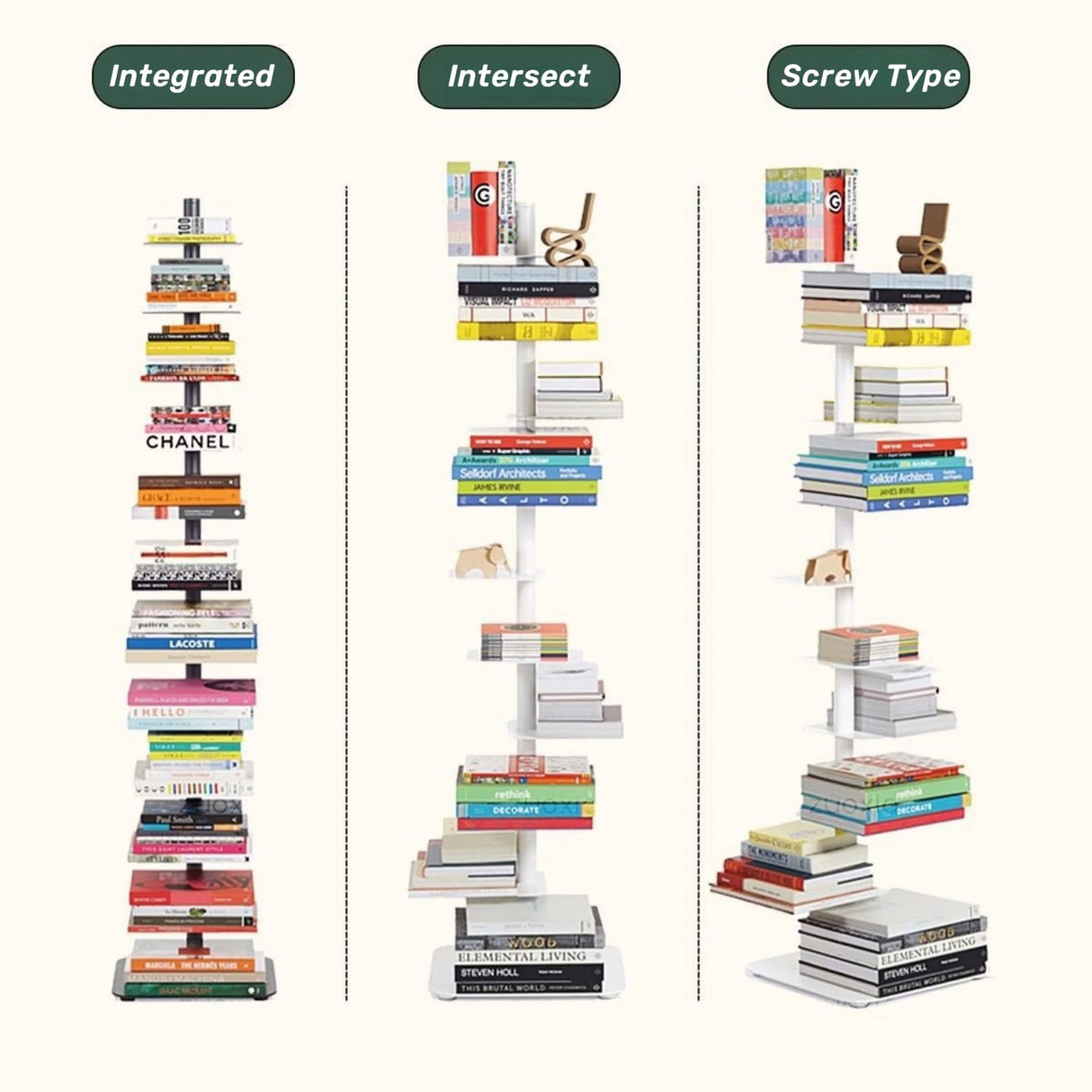 Quooyong 9-Tier Spine Bookshelf Metal Bookcase 5 Colors Vertical Bookshelf Tower Rotating Tall Narrow Book Shelf Ladder Book Rack Indoor (Green) Quooyong