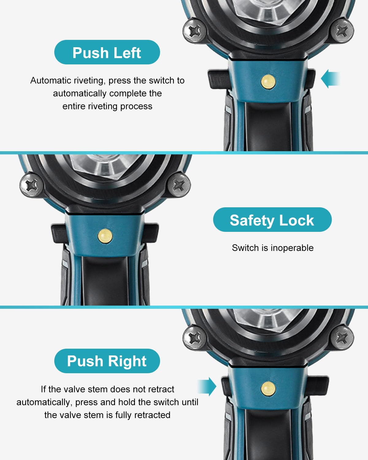 BOQNZN Cordless Rivet Gun with Charger and 2 Batteries, Electric Brushless Blind Rivet Tool Kit, Portable Rivet Gun for 1/8", 5/32", 3/16" Rivets BOQNZN