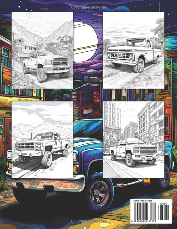 Pickup Trucks Coloring Book: A Stress Relief Experience for Adults and Teens WoodArtSupply