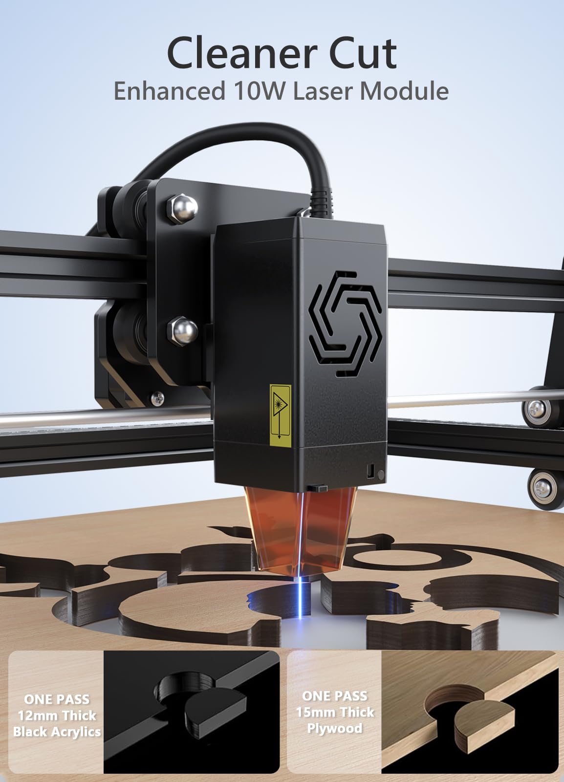 Ortur Laser Master 2 S2 LU2-10A, 10W Output Power Laser Engraver and Cutter, 0.05 x 0.1mm Compressed Spot Laser Engraver for Wood and Metal, 390 x 410mm Laser Engraving Area Ortur