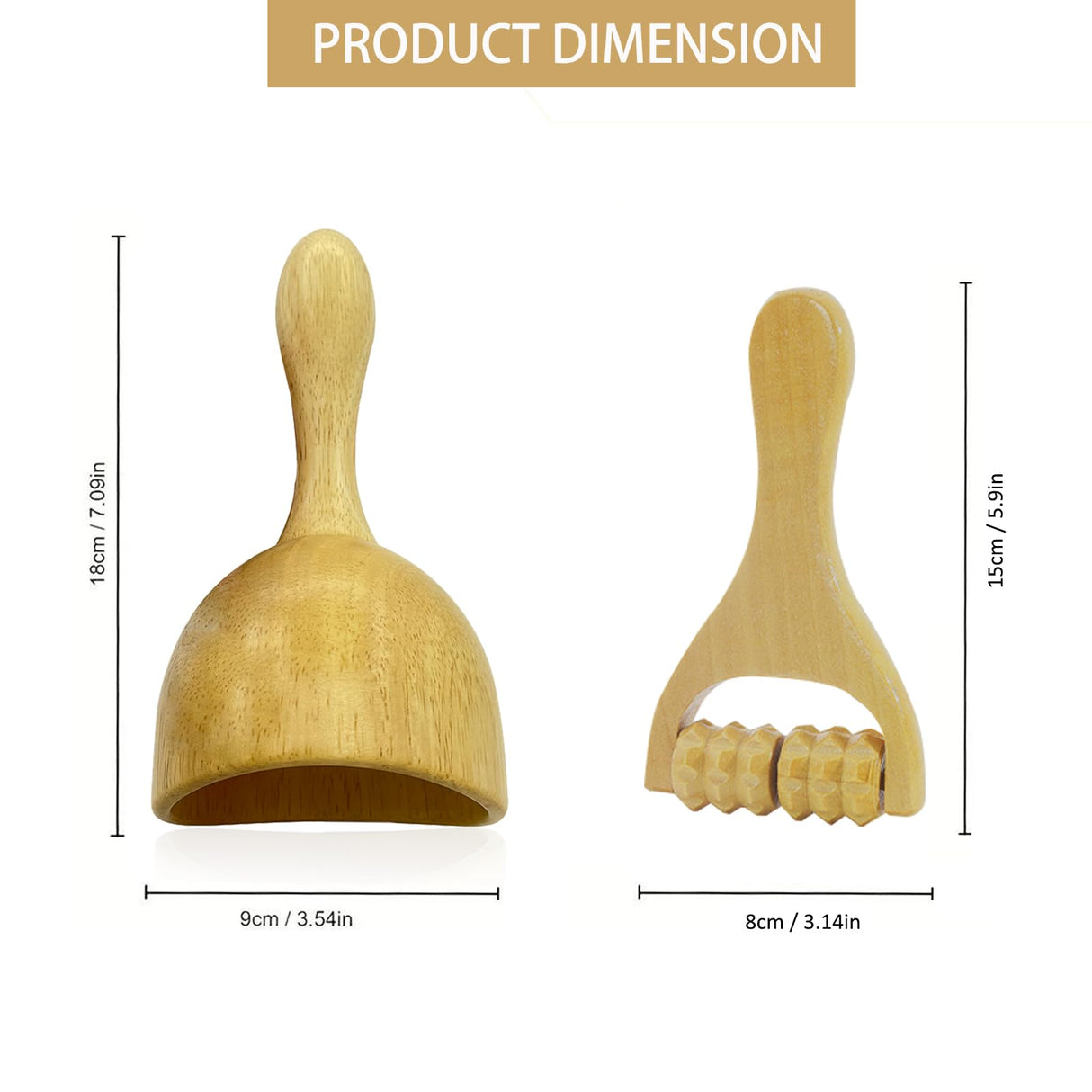 ViiTar 2-in-1Wood Therapy Cup, Wooden Roller for Cellulite, Wood Therapy Massage Tools for Body Sculpting, Maderoterapia Kit ViiTar