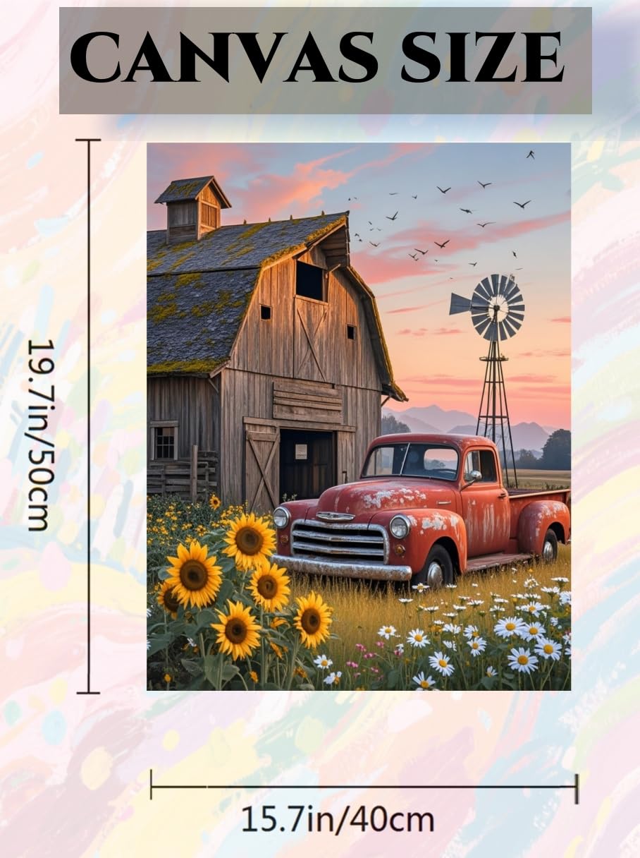 ACANDYL Farm DIY Paint by Numbers Kit for Adults Beginner Paint by Number for Adults Canvas Painting by Number DIY Acrylic Oil Painting on Canvas Arts Craft Decoration Sunflower 16x20 inch ACANDYL