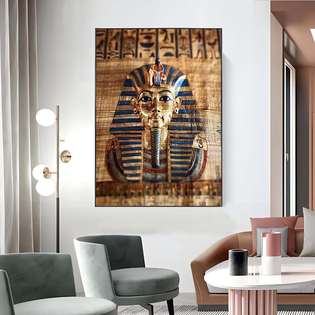 Egypt Diamond Art Kits For Adults, Diamond Painting Egyptian Pharaoh Diamond Art kits with Full Drill Round Diamond Painting Kits, DIY Diamond Dots Gem Art Crafts for Adults for Home Decor 12x16in W-9 Wohoaqig