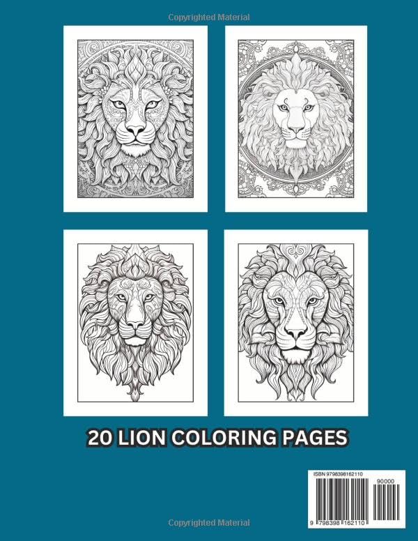 Mandala Lion Coloring Book For Adult And Kids: 20 Mandala Style Lion Coloring Book Majosta
