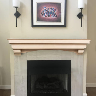 MANTELSDIRECT Mantels Direct Salem Wood Mantel Shelf with Arched Corbels - Unfinished 72 Inch | Wooden Rustic Wall Mounted Shelf from Pine Wood - Perfect for Fireplaces, TVs & Décor