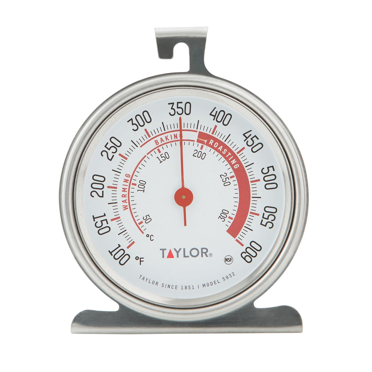 Taylor 5932 Large Dial Kitchen Cooking Oven Thermometer, Kitchen Food Grill Thermometer, 3.25 Inch Dial, Stainless Steel, Silver Taylor