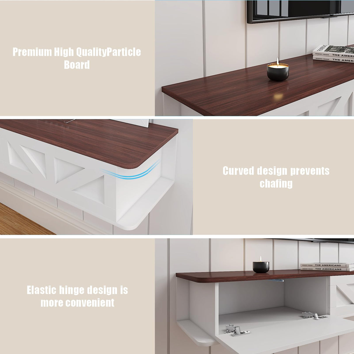 HedoAjim Floating TV Stand for 55 65 70 inch TV, Entertainment Center Media TV Console Shelf and Storage Drawers for Wall for Living Room Bedroom (White) HedoAjim