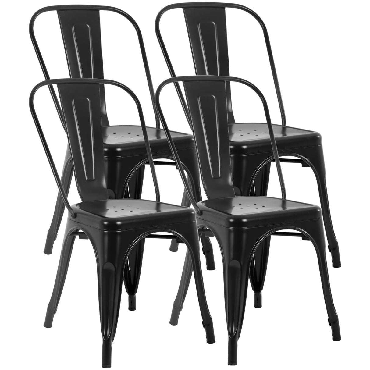 FDW Metal Dining Chairs Set Of 4 Indoor Outdoor Chairs Patio Chairs Kitchen Metal Chairs 18 Inch Seat Height Restaurant Chair Metal Stackable Chair Tolix Side Bar Chairs 330LBS Weight Capacity FDW