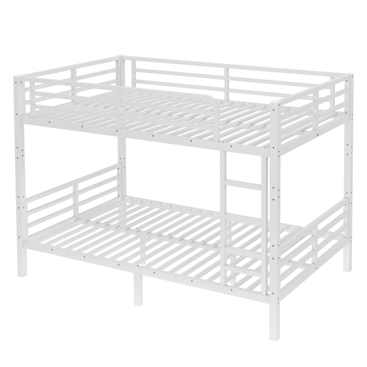 Bellemave Full XL Over Full XL Bunk Bed with Headboard and Build in Ladder, Heavy Duty Bunk Beds with Guardrail, Convertible Bunk Bed, Easy Assemble, Mattress Not Included, White Bellemave
