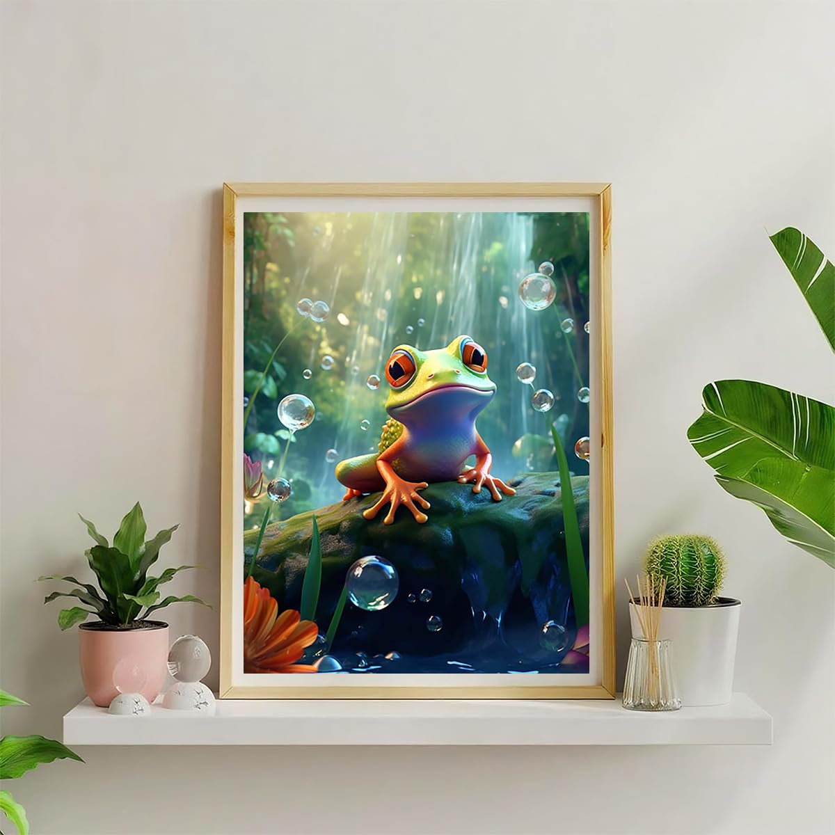 5D Diamond Painting Kit, 30x40cm Rain Frog in Jungle Cute Animal Art, Round Drill DIY Craft, Fun Gift for Adults & Teens Amz Camel