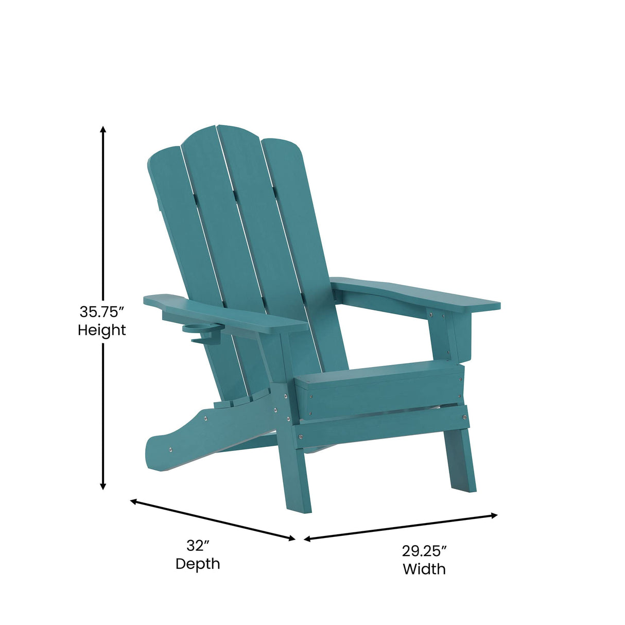 Flash Furniture Newport Adirondack Chair with Cup Holder, Weather Resistant Poly Resin Adirondack Chair, Blue Flash Furniture