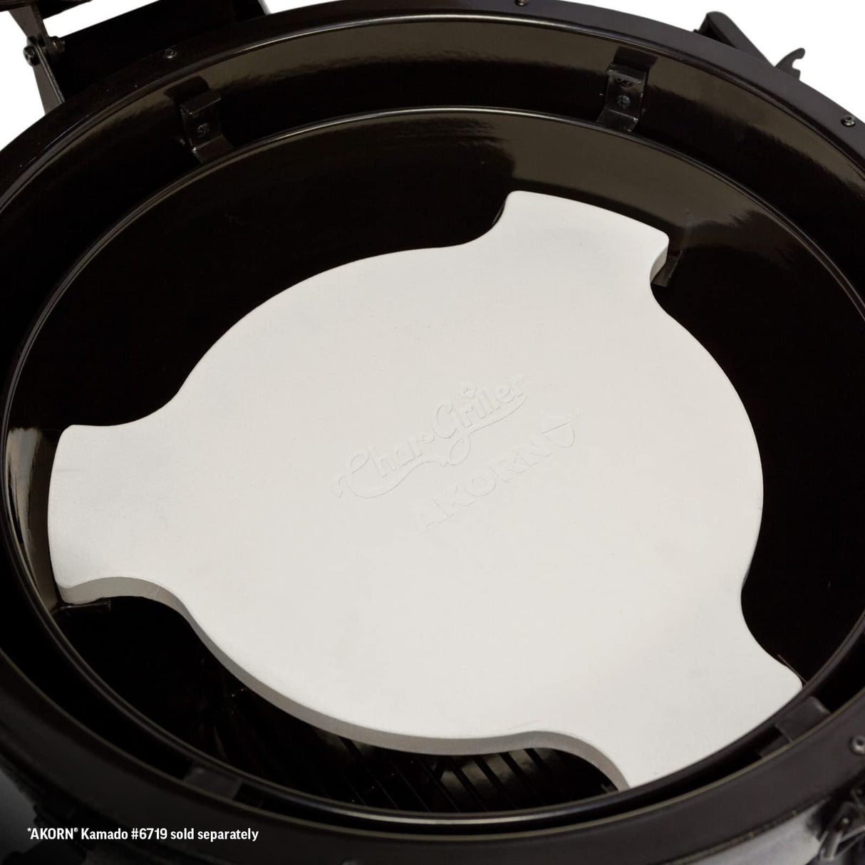 Char-Griller® AKORN Charcoal Grill and Smoker Ceramic Smokin' Stone Accessory for Low-and-Slow Indirect BBQ Smoking Methods in Ivory, 15”L x 15”W x 1”H, Model 6201 Char-Griller