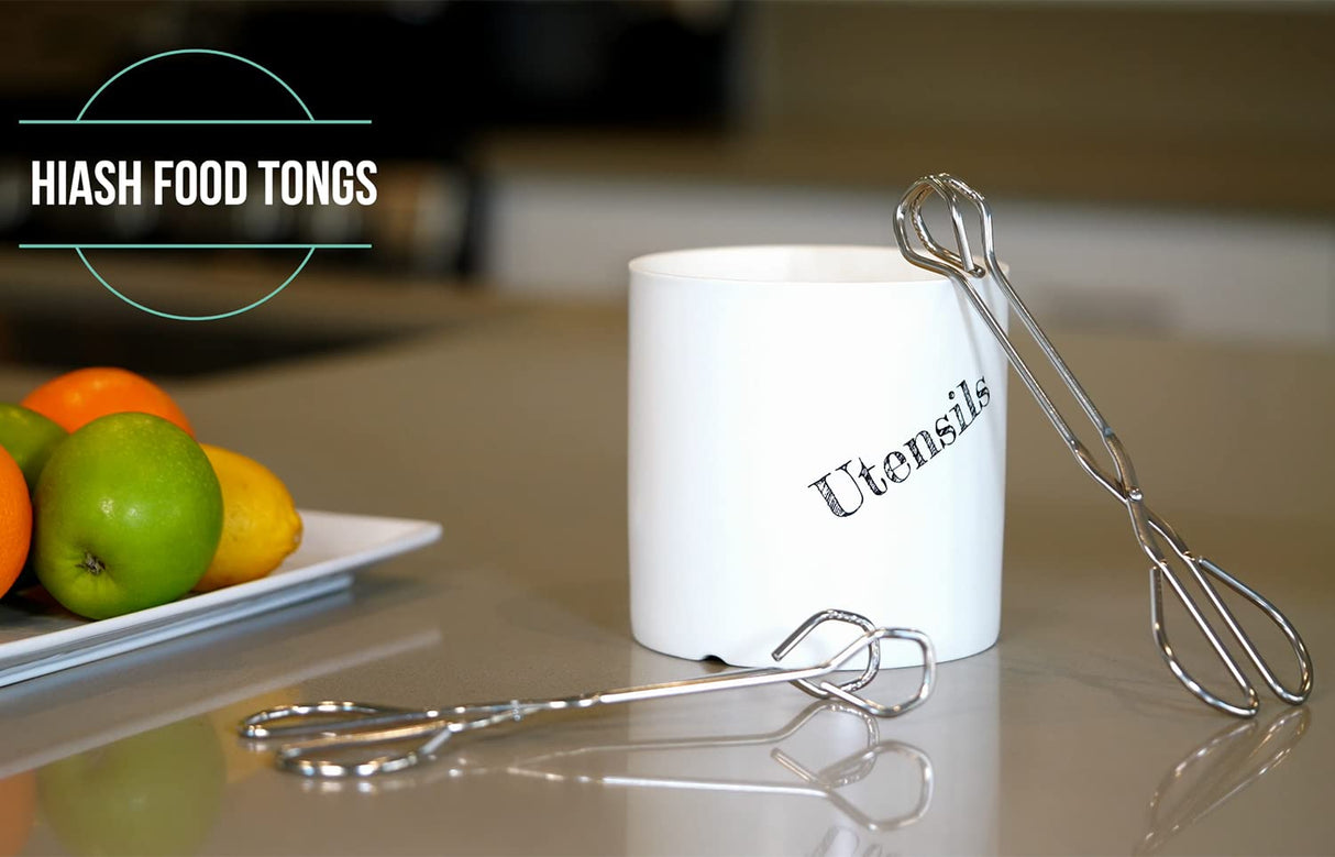 Hiash 9-Inch Heavy Duty Stainless Steel Kitchen Tongs - Comfortable Ergonomic Grip, Scissor Design, Heat Resistant for BBQ and Cooking Hiash