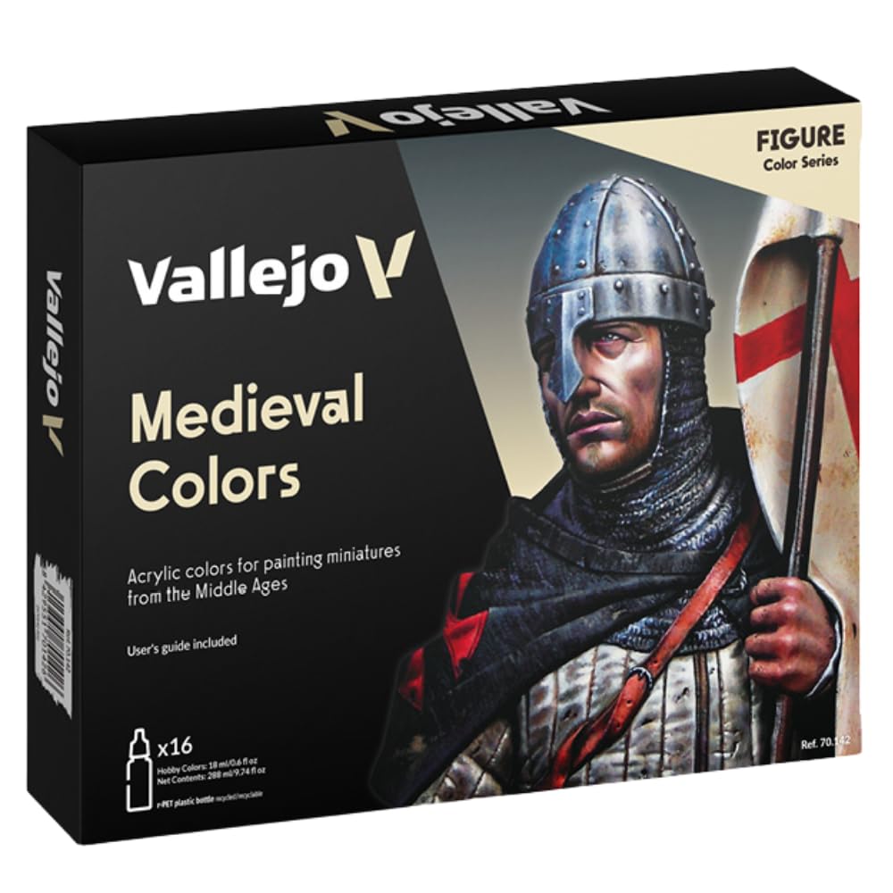 Vallejo - Model Color Medieval Colors Set | Modeling Acrylic Paints | 16 Bottles x 18 ml (0.60 fl.oz.) Vallejo