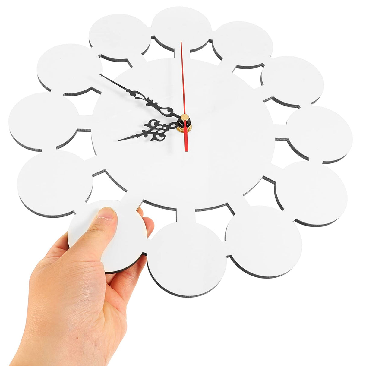 3D DIY Wall Clock Sublimation Blanks Wall Clock MDF Round Sublimation Wall Clocks Silent Non Ticking Battery Operated Decorative Wall Clock for Home Kitchen Office Hotel SEWACC