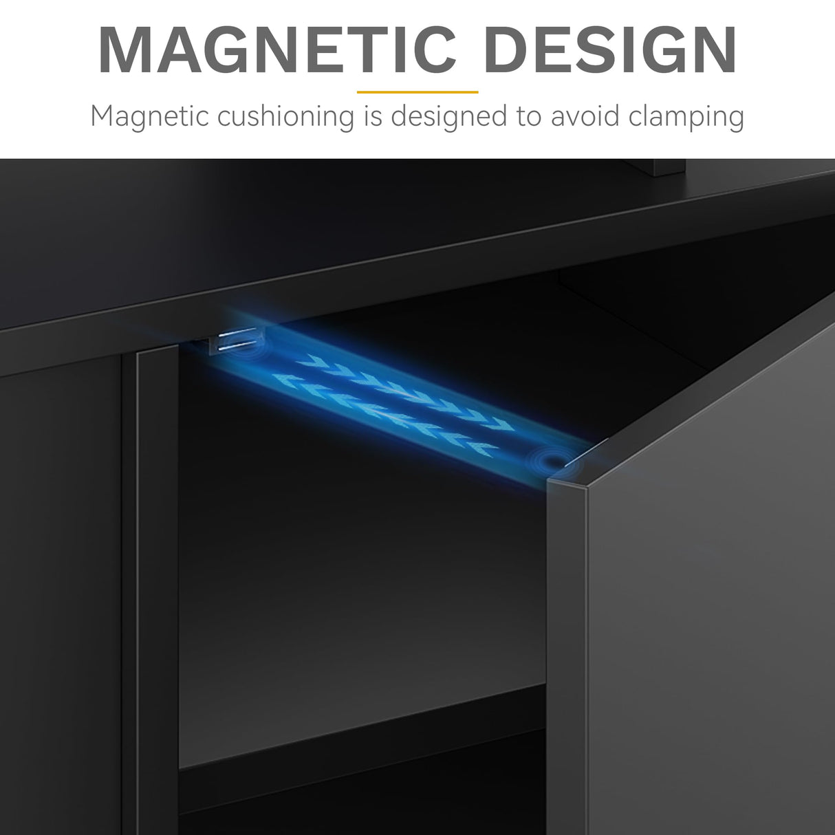 DWVO Modern TV Stand for 65/75 Inch TVs, Entertainment Center with LED Lights, TV Shelf with Storage Cabinets & Movable Partition, TV Console for Living Room, Black DWVO