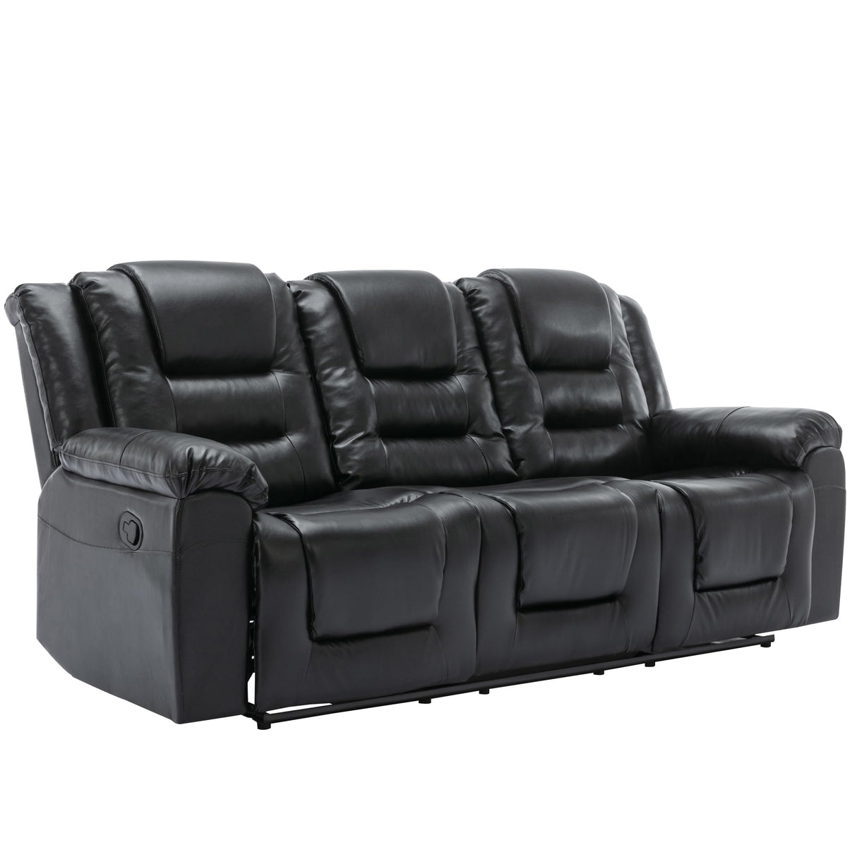 3 Seater Home Theater Recliner Manual Recliner Chair with Two Built in Cup Holders for Living Room,Bedroom, Black Generic