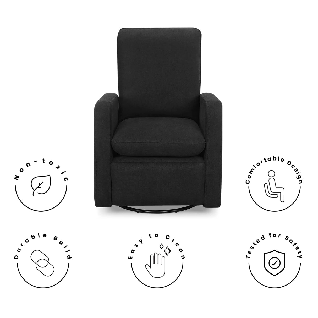 GAP babyGap Cloud Recliner with LiveSmart Evolve - Sustainable Performance Fabric, Jet Black Delta Children