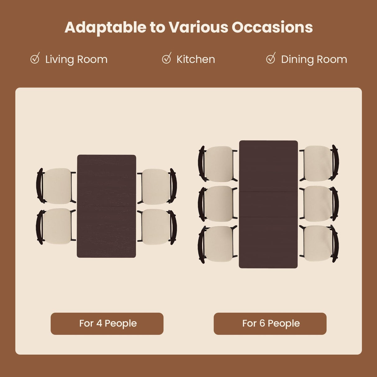 Giantex Extendable Dining Table for 4, 60" Folding Kitchen Table w/Rubber Wood Frame & Safety Locks, Mid-Century Rectangular Dinette Table for Small Space, Kitchen, Dining Room, Living Room, Coffee Giantex