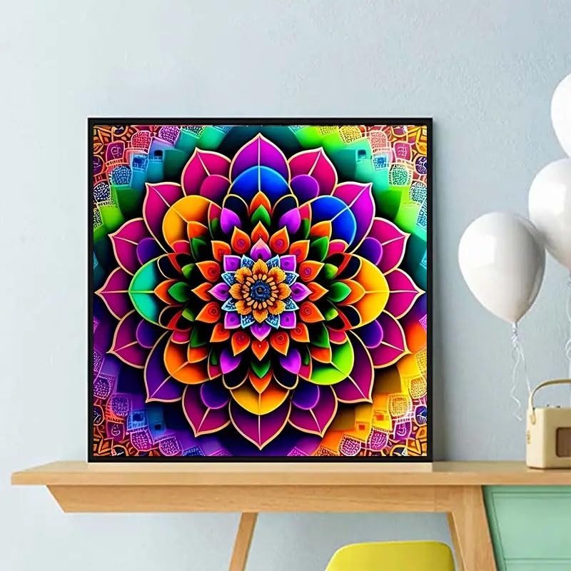 CXYQLC DIY 5D Diamond Painting Kits for Adults Diamond Art Mandala Flowers Floral Diamond Painting Full Drill Crystal Rhinestone Embroidery Craft Kits for Home Wall Decor Gifts 11.8x11.8inch CXYQLC