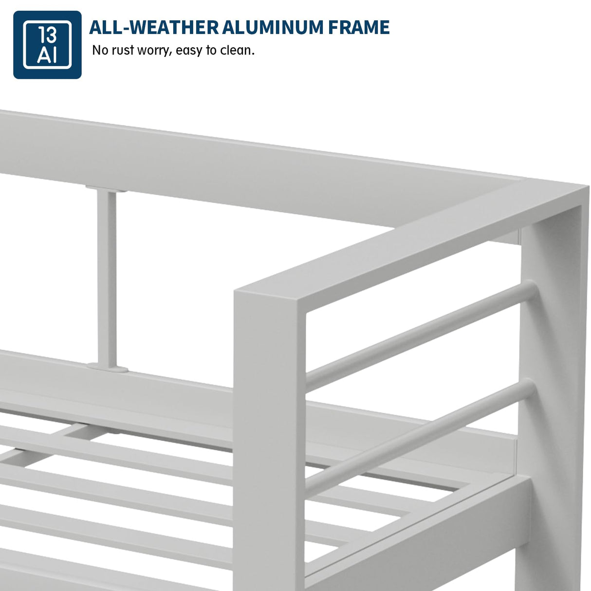 UDPATIO Outdoor Loveseat Aluminum Outdoor Furniture Sofa, Patio Seating Loveseat with 5" Thick Cushion and Waterproof Cover UDPATIO