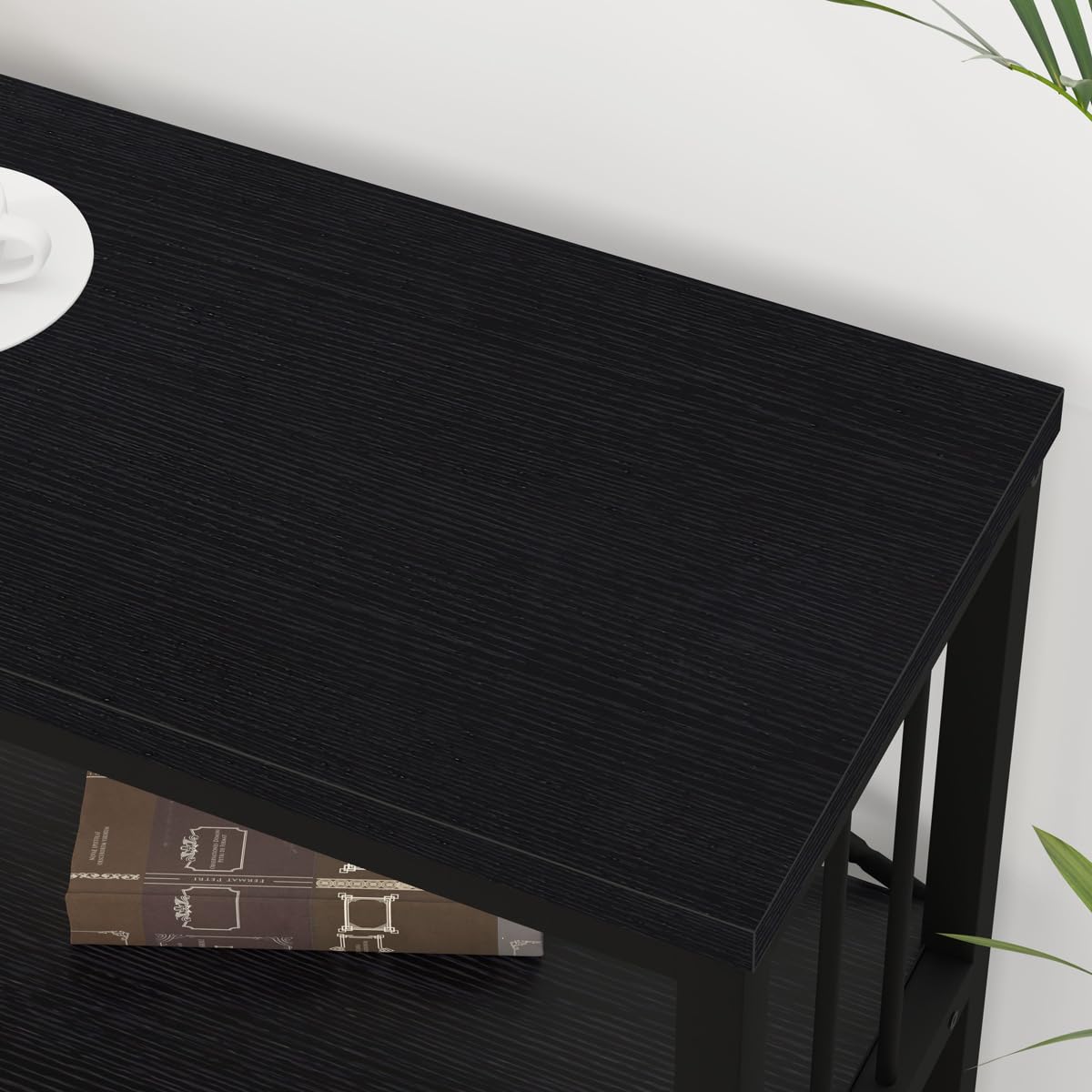 IBF 63" Black Oak Modern 3-Tier Low Horizontal Bookshelf - Stylish and Sturdy Etagere for Home and Office IBF