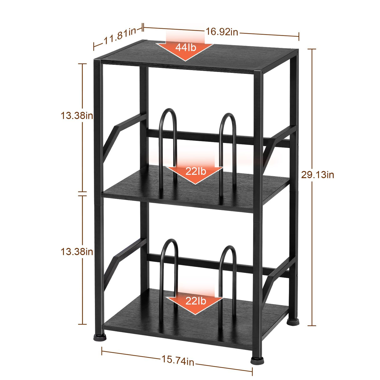 LOAKEKEL Record Player Stand, Vinyl Record Storage Up to 200 Albums, 3 Tier End Table with Removable Dividers, Tall Side Table for Living Room, Bedroom, Black, HETCD010BK1 LOAKEKEL