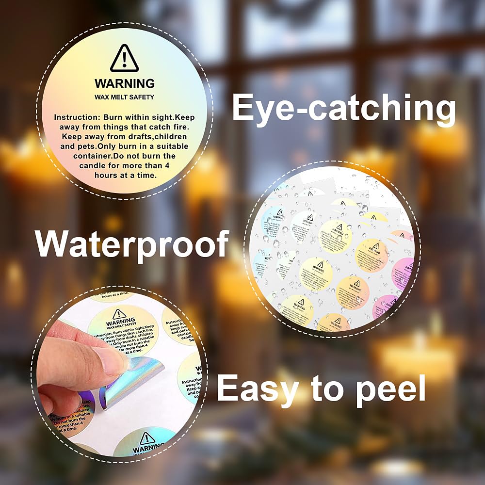 Candle Warning Labels, Candle Labels for Candle Making, 240Pcs Candle Warning Stickers Wax Melt Warning Labels Candle Stickers Warning Labels for Candle Making Candle Making Kit Candle Making Supplies OZOSHINE