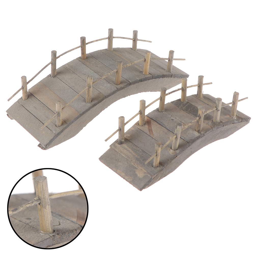 WWahuayuan Dollhouse Wooden Arc Bridge with Railings Miniatures Fairy Garden Craft Arch Plank Bridge Figurines Mini Terrarium Kits DIY Rockery Bonsai Plant Pot Moss Micro Landscaping Garden Ornaments WWahuayuan