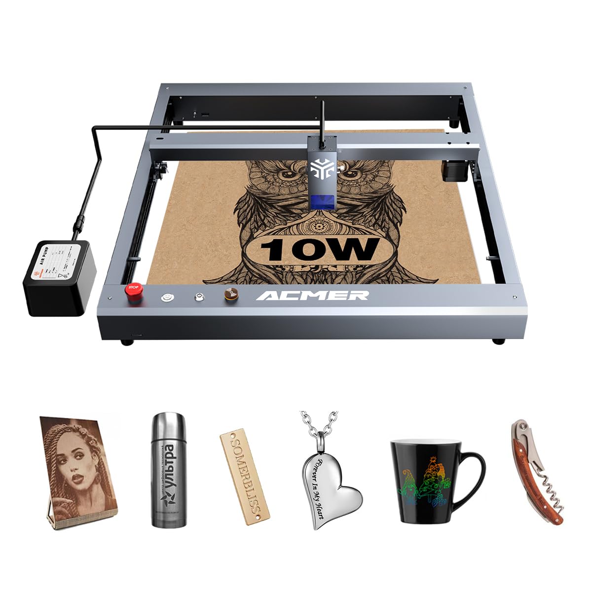 ACMER P2 Laser Engraver,10W(1000mW) Output Laser Cutting Machine,Laser Engraving Machine,CNC Laser Cutting Machine and Engraving Machine for Stainless Steel,Wood,Metal,Acrylic,Leather and More ACMER