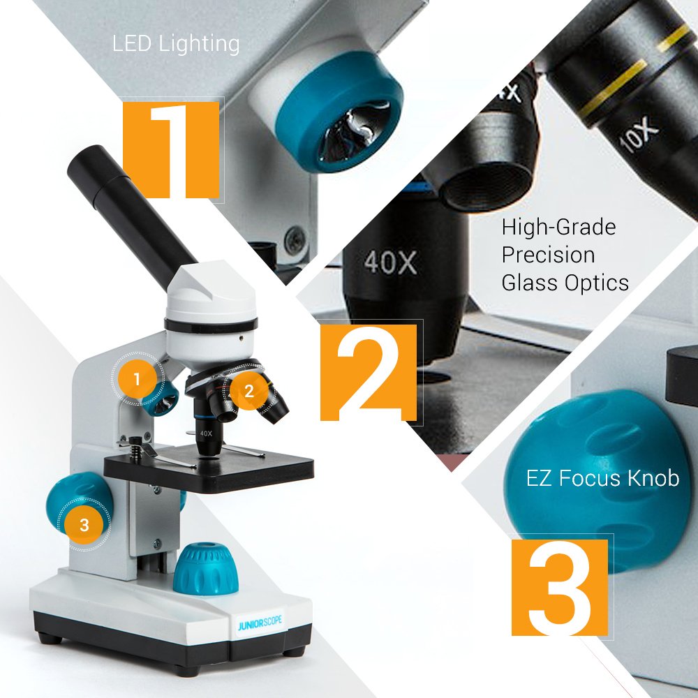 Omano Juniorscope Microscope for Kids – Microscope Kit for Kids 8+ for Science Microscope Experiments – Kids Microscope Kit That Encourage STEM Exploration – Beginner Microscope for Kids 8 and Up. Omano