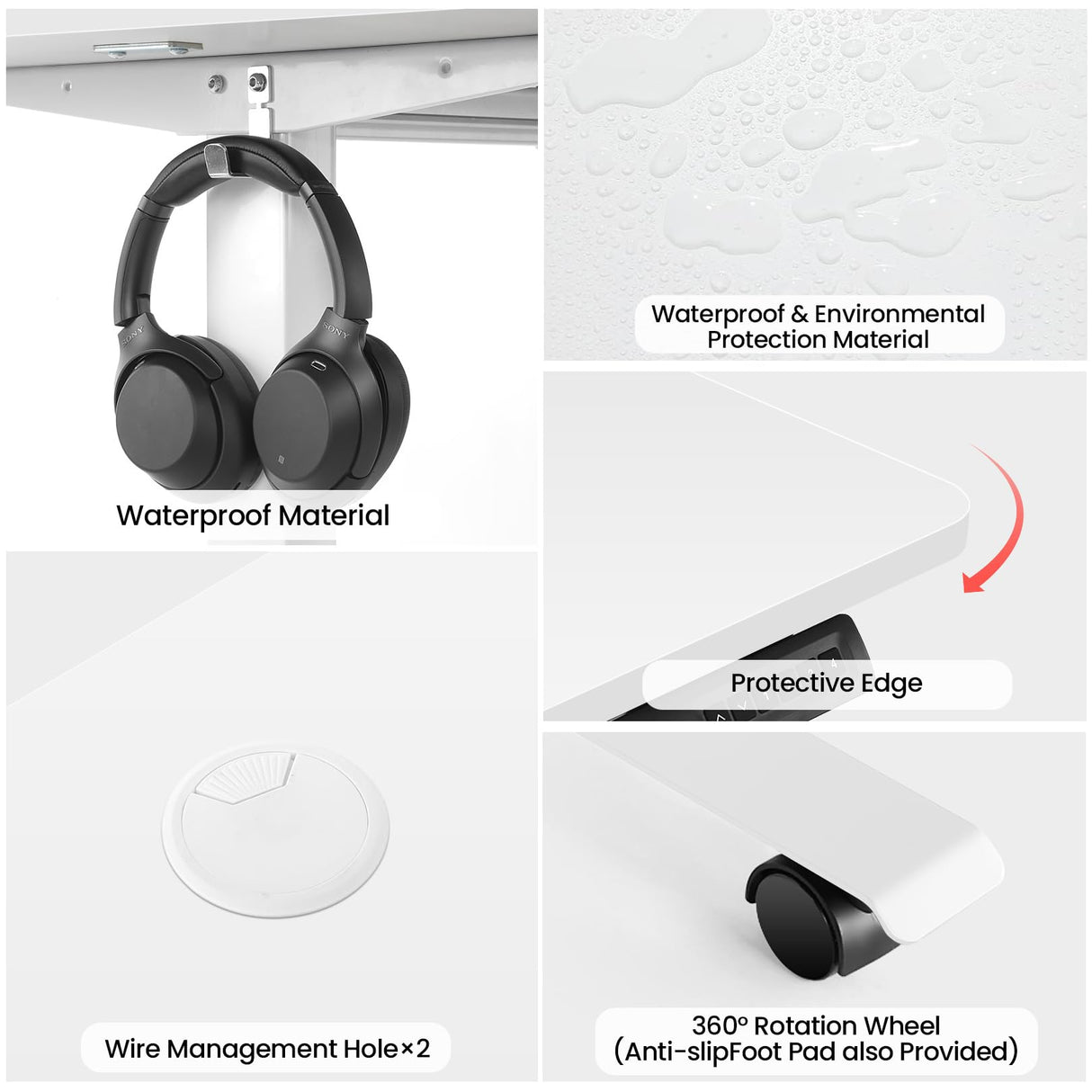 KORGOL Electric Standing Desk 63 x 24 Inches Adjustable Height Sit Stand Up Desk for Home Office Computer Desk Memory Preset with Wheels, White KORGOL