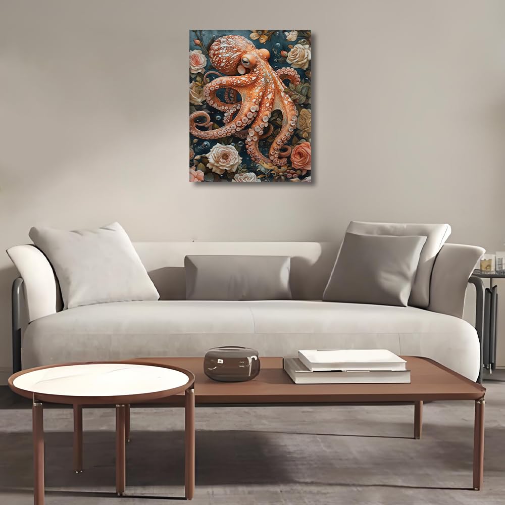 HULDFRDA Paint by Numbers Kit for Adults Octopus Paint by Numbers Kit Octopus Adult Paint by Number Kits on Canvas Octopus Paint-by-Number DIY Painting by Number Crafts for Wall Decor, 16 x20 Inch HULDFRDA