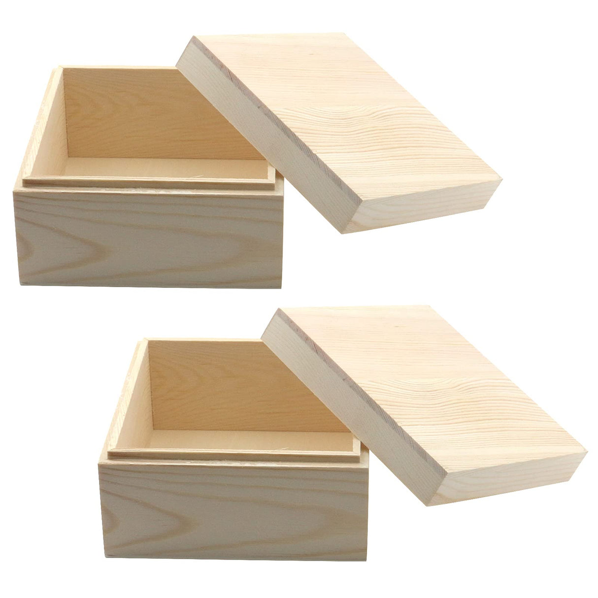 MY MIRONEY 2Pcs Wooden Unfinished Storage Box with Top Lid 4.72" x 4.72" Square Wooden Pine Box DIY Craft Stash Boxes Gift Box for Arts Hobbies and Home Storage MY MIRONEY