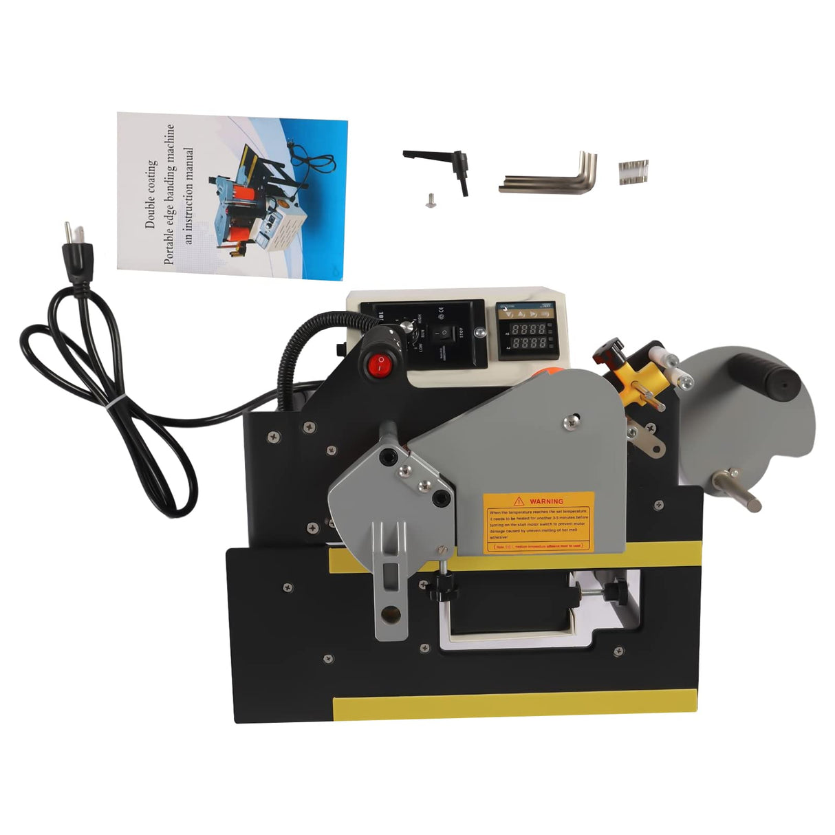 DNYSYSJ Edge Bander Banding Machine, Double Glue Edge Bander Edge Bander Portable Edge Bander Curve Straight Edge Banding Machine with Speed Control 5-10m/min, for Furniture Manufacturing DNYSYSJ