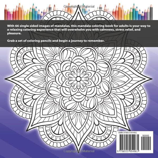Coloring Mandalas: An Adult Coloring Book with 66 Detailed Mandala Patterns for Stress Relief and Relaxation WoodArtSupply