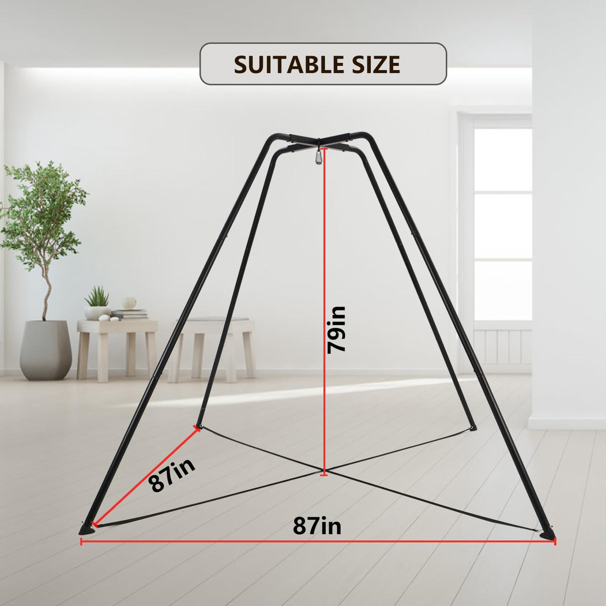 HOTJUMP Swing Stand for Kids, 330LBS Heavy Duty Metal Swing Frame for Backyard Indoor, Anti-Rust and All Weather Resistance, Saucer Swing NOT Included (BLACK) Hotjump