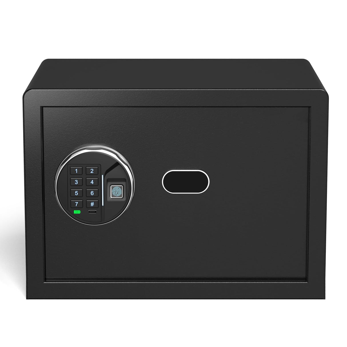 Grimtron Smart Biometric Safe - (0.80 cu. ft.) Fingerprint Lock Box with Silent Mode, Backlit Keypad and LED Light, Small Caja Fuerte with Anti-Rust and Anti-Theft Grimtron