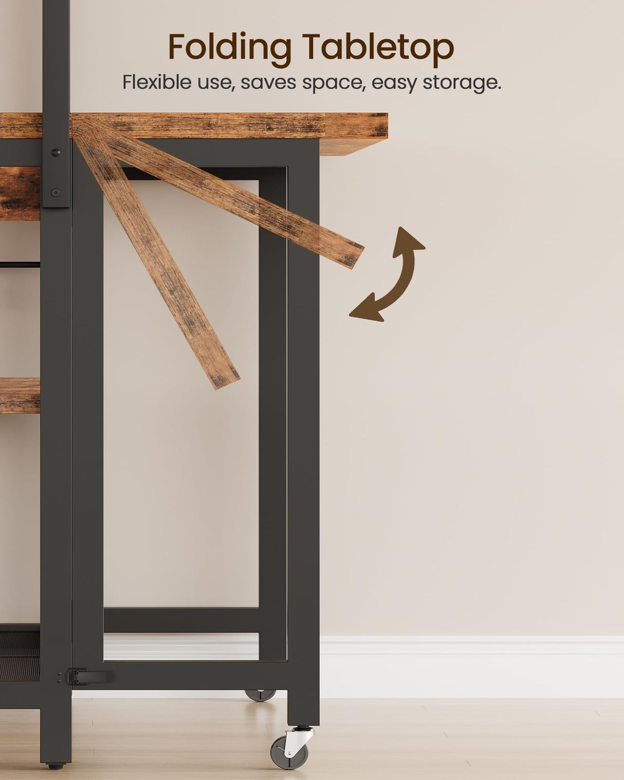 CHOEZON Kitchen Island with Power Outlet, Kitchen Island Table with Folding Top, Stationary Storage Islands, Coffee Bar with Outlets and USB Ports, for Dining Room, Rustic Brown and Black TZD01UBF CHOEZON