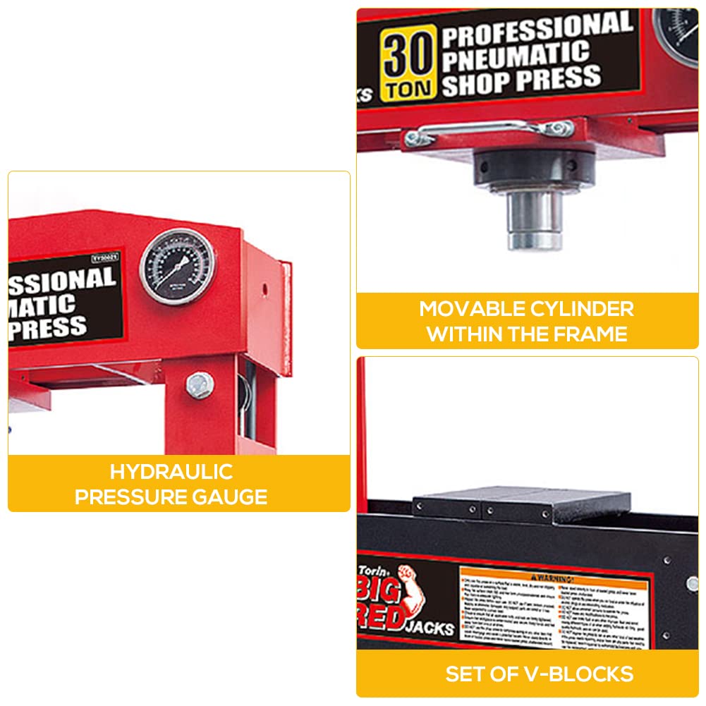 HPDMC 30 Ton H-Frame Hydraulic Shop Press with Floor Press Plates for Garage Shop HPDMC