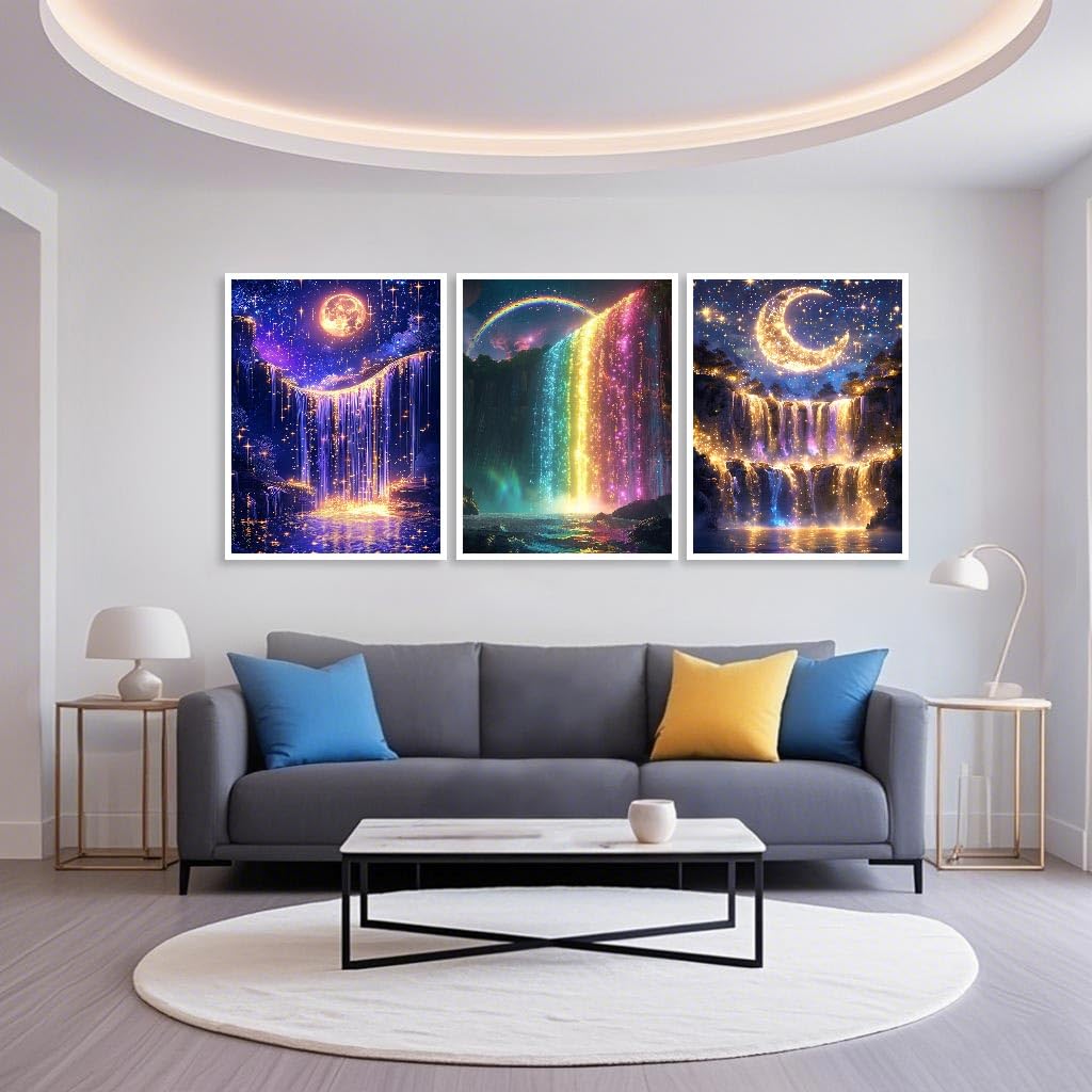 Mowana Diamond Art Kits for Adults - Moon Landscape Diamond Painting Kits for Beginners, Moonlight Beach 5D DIY Round Drill Rhinestone Gem Art Painting for Home Wall Decor and Gifts 6Pack 12x16inch Mowana