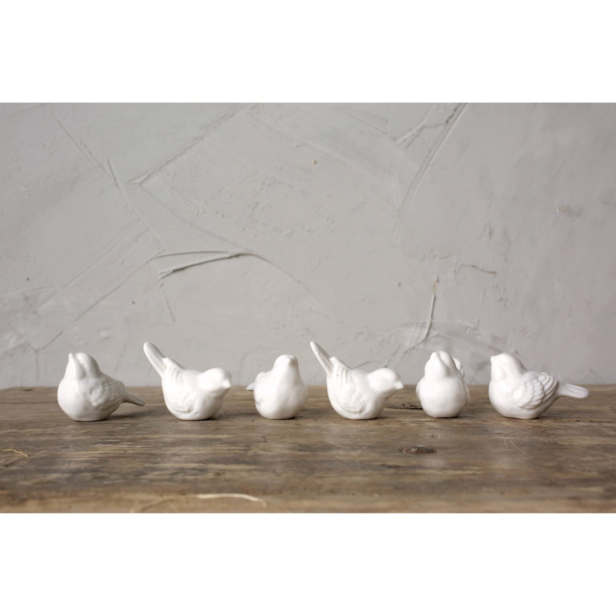 Set of 6 White Ceramic Birds Creative Co-Op