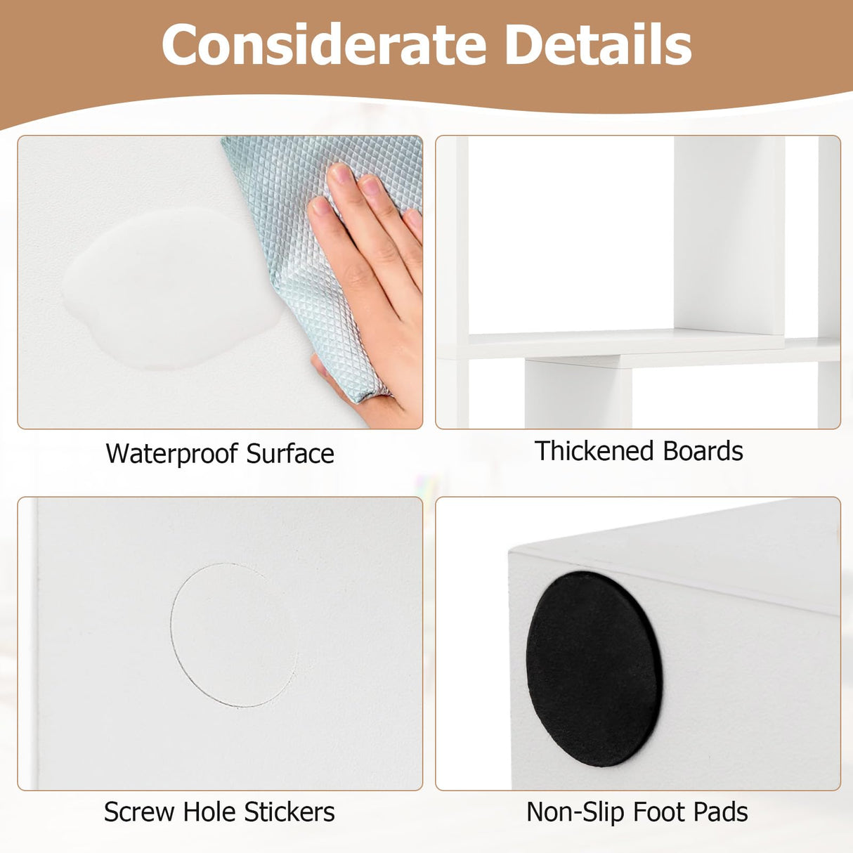 IFANNY Bookshelf, 48’’ Tall Bookcase with 8 Cubes, Small Bookshelf with Storage, Geometric Display Shelf, Wooden Bookshelves & Bookcases, Book Shelves for Bedroom, Living Room, Study (White) IFANNY