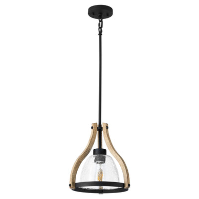 HANASS Pendant Light Fixtures, Farmhouse Wood and Glass Pendant Lighting for Kitchen Island, Rustic Length Adjustable MD89437