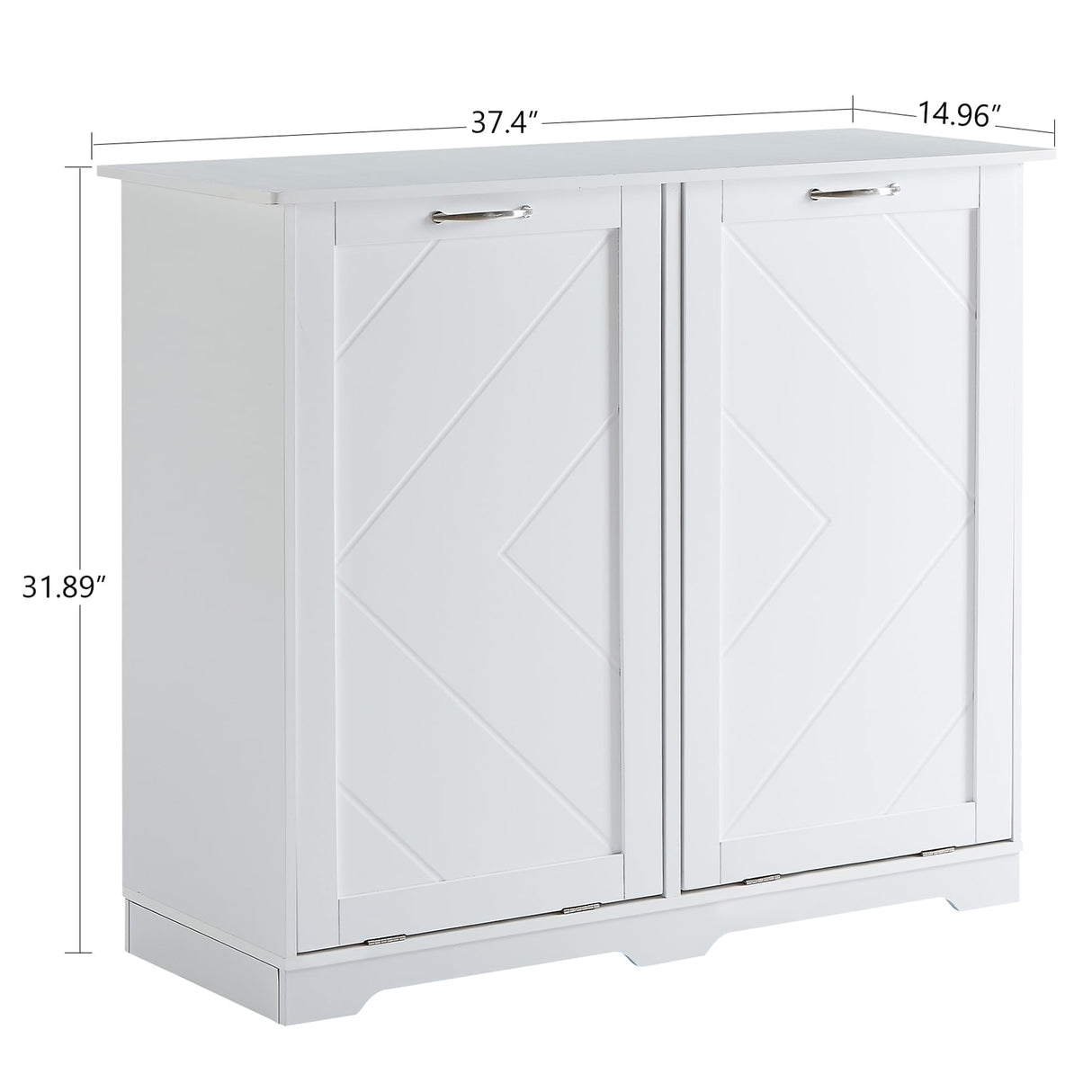 VECELO Double Tilt Out Kitchen Trash Bin Cabinet Dog Proof Garbage Can with Wood Holder Free Standing Recycling, White VECELO