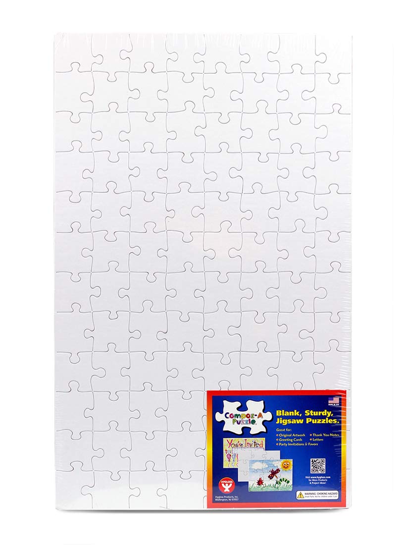 4 Blank Jigsaw Puzzles with Envelopes – 10 x 16 Inch, 96 Pieces Each – Hygloss DYI party invites, Perfect for Decorating, Kids' Activities, Arts & Crafts or Party Favors - Puzzle to Draw On for Crafts Hygloss
