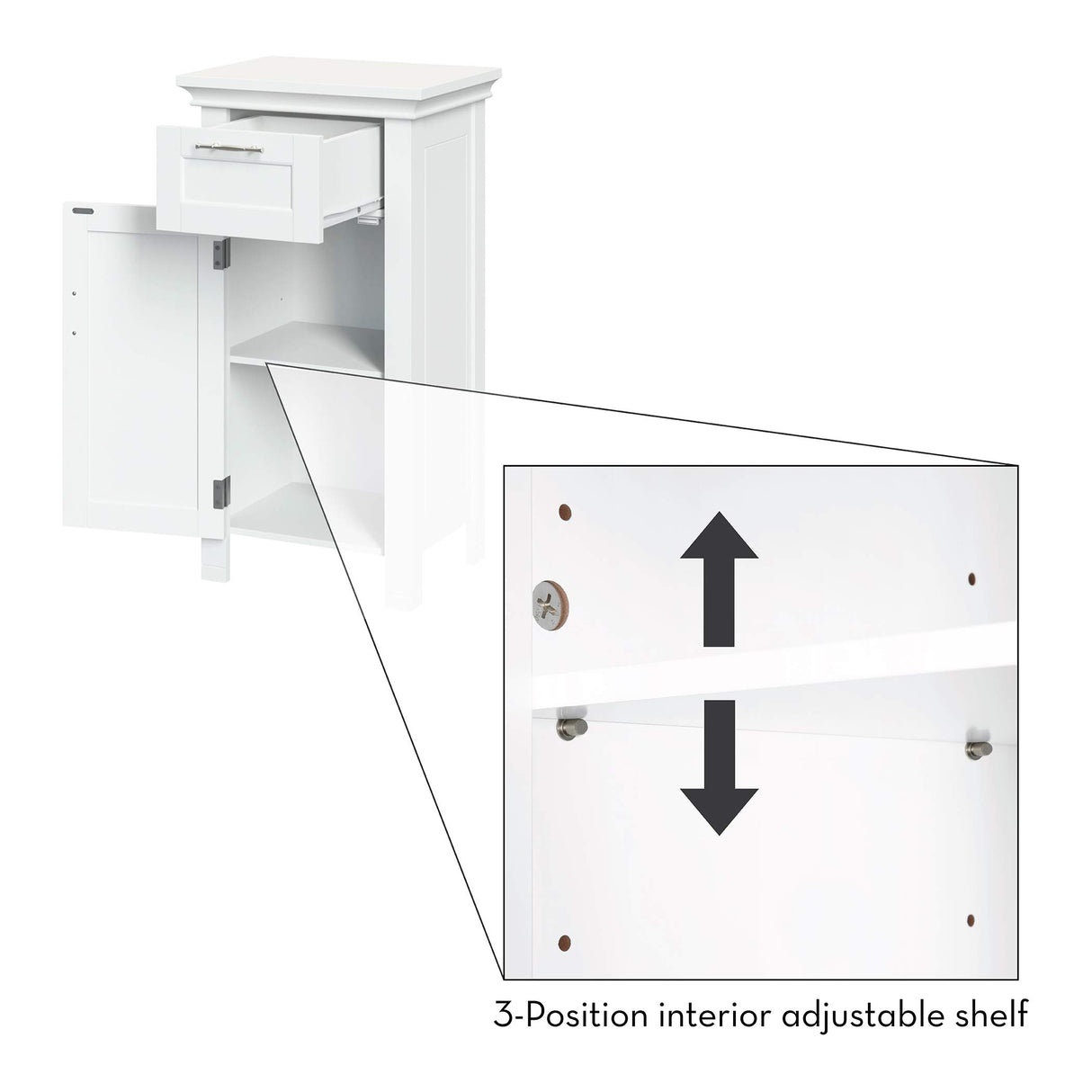 RiverRidge 06-037 Somerset Single Door Floor Storage Cabinet, White RiverRidge