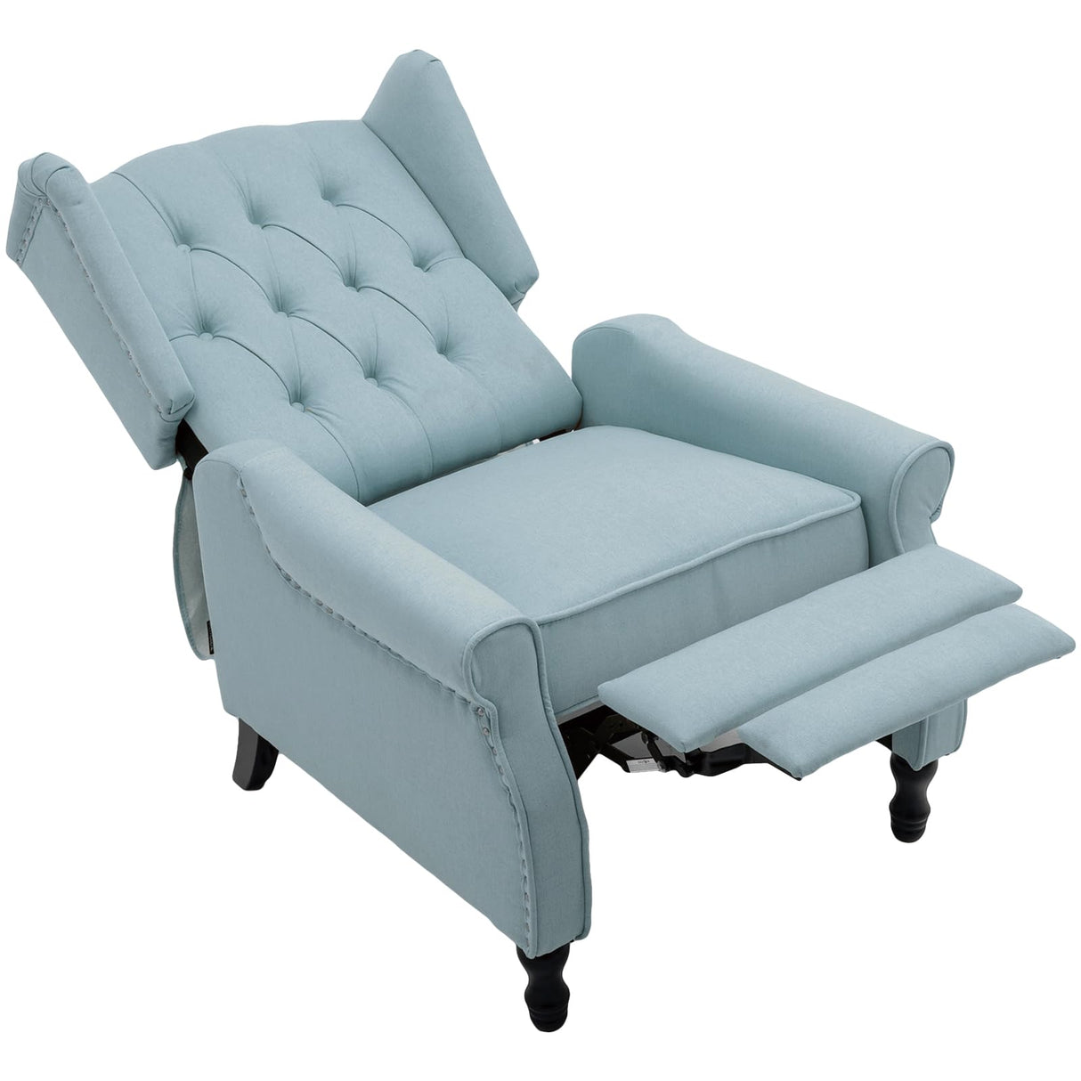Altrobene Pushback Recliner, Modern Accent Arm Reclining Sofa, Fabric Wingback Chair for Living Room & Bedroom, Light Blue Altrobene