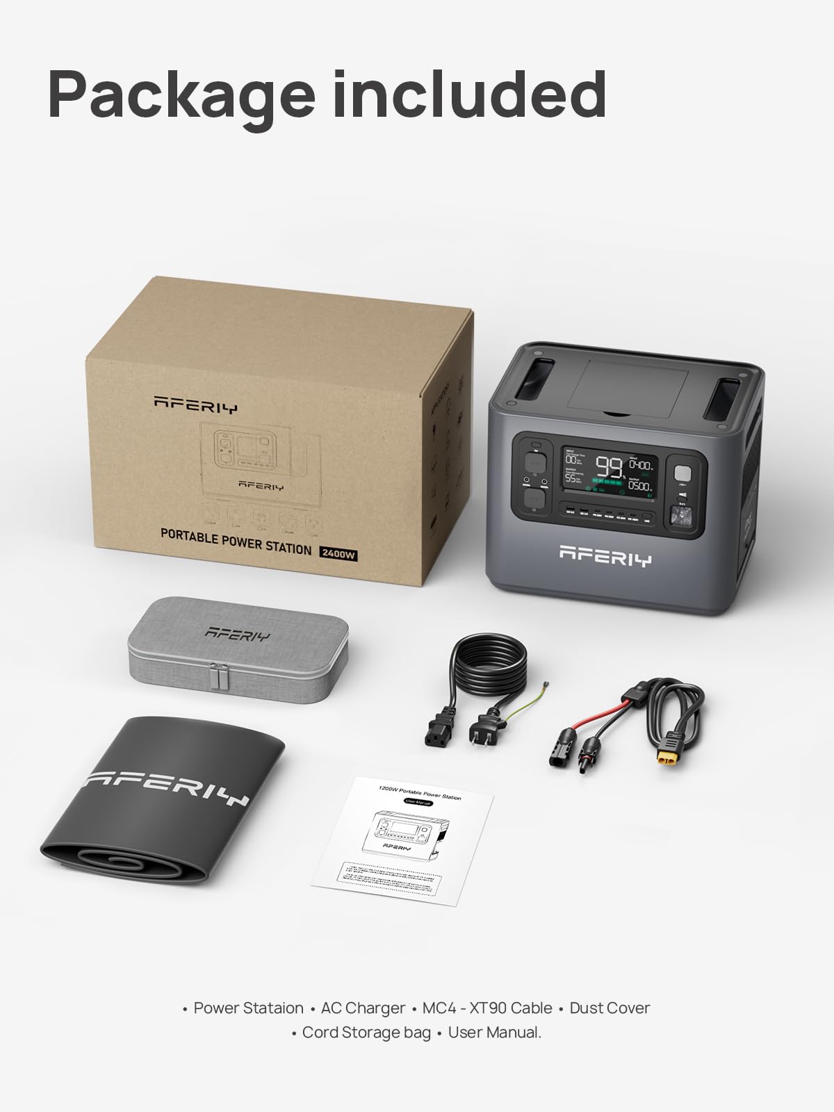 AFERIY Portable Power Station 2400W / 2048Wh Power Station LiFePO4 Battery, Quick Charge in 1.5H, 6 AC Outlets, UPS, Solar Generator, Electric Generator for Home Camping Use AFERIY