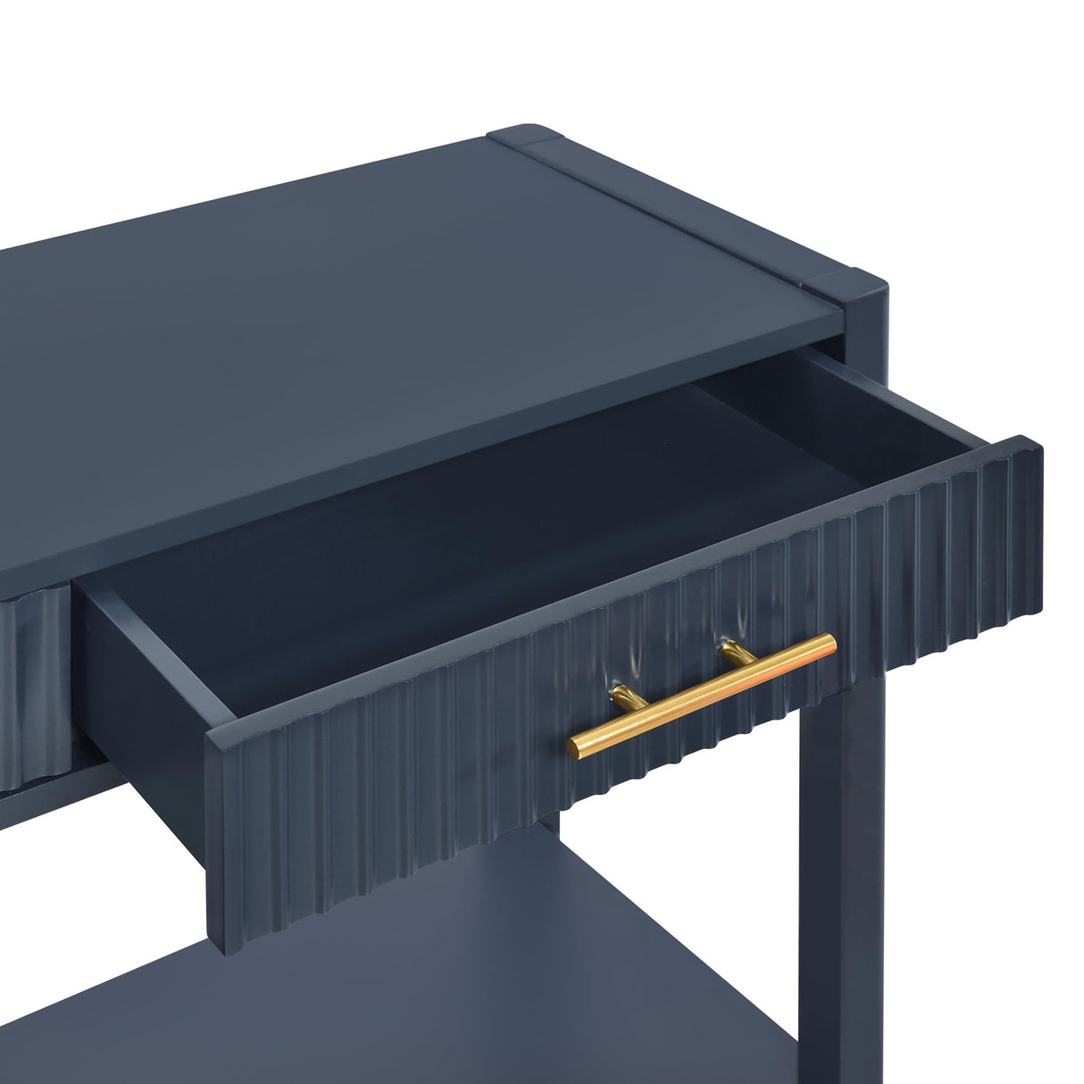 60" Modern Wooden Console Table Sofa Table with 3 Vertical Stripe Drawers, Open Bottom Shelf and Long Legs for Entryway, Hallway, Living Room, Foyer, Corridor (Navy Blue-04) HZSMHDZKJ